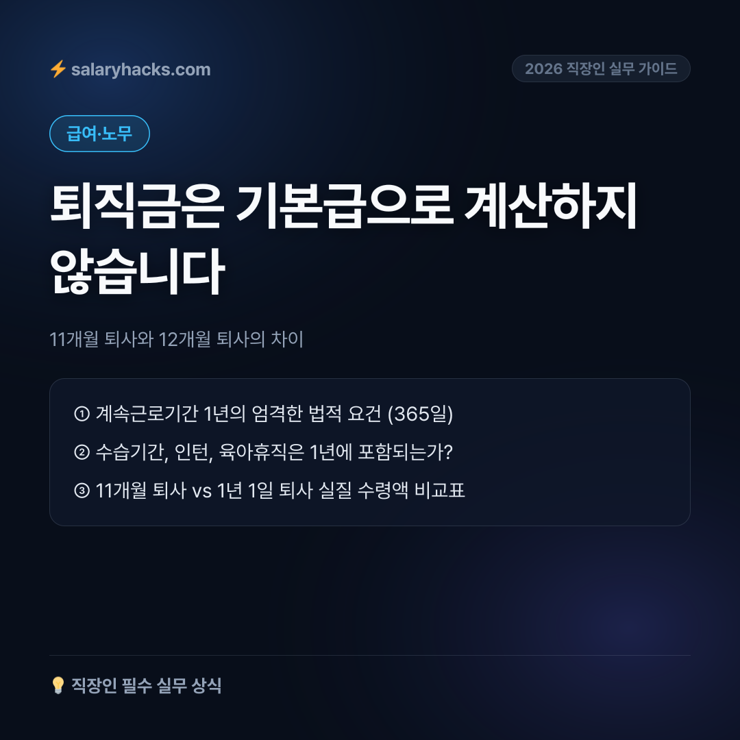11개월 퇴사와 12개월 퇴사, 퇴직금이 이만큼 갈립니다